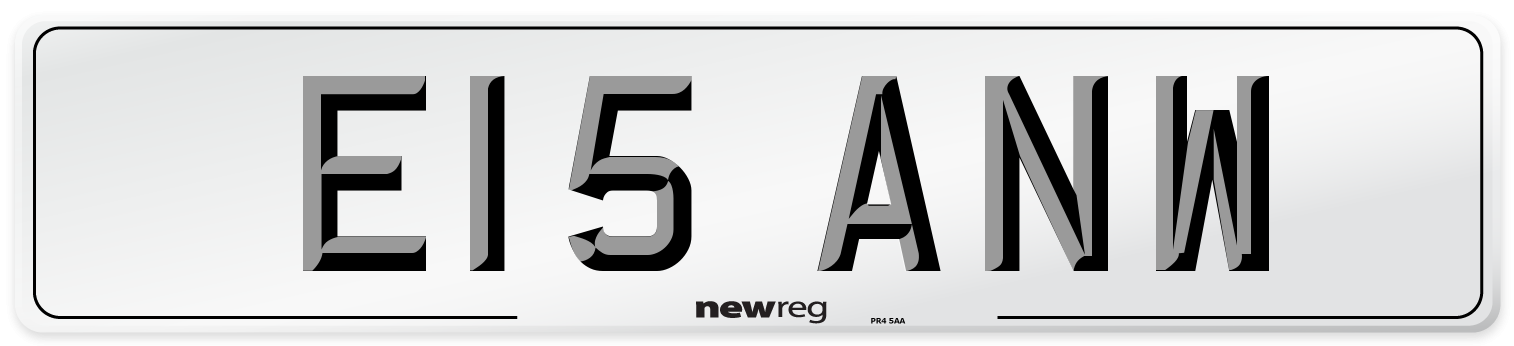 E15 ANW Number Plate from New Reg